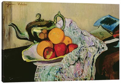 Still Life With Teapot And Fruit Canvas Art Print
