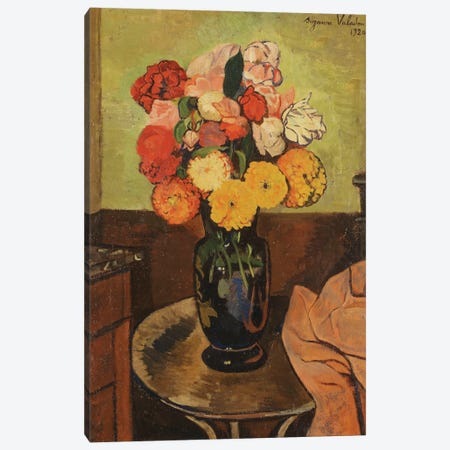 Vase Of Flowers On A Round Table (Vase de Fleurs Sur Une Table Ronde), 1920 Canvas Print #BMN8028} by Marie Clementine Valadon Canvas Artwork