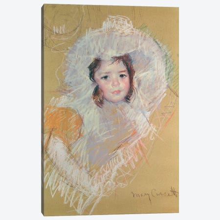 Bust Of A Young Girl Or Margot Lux With A Large Hat Canvas Print #BMN8039} by Mary Stevenson Cassatt Canvas Print