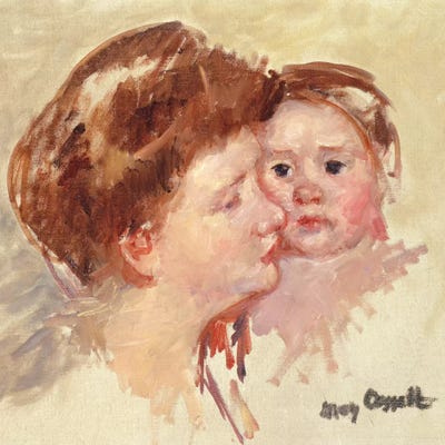Mother In Profile With Baby Cheek To Cheek (No.2), c.1909 by Mary Stevenson Cassatt framed canvas print