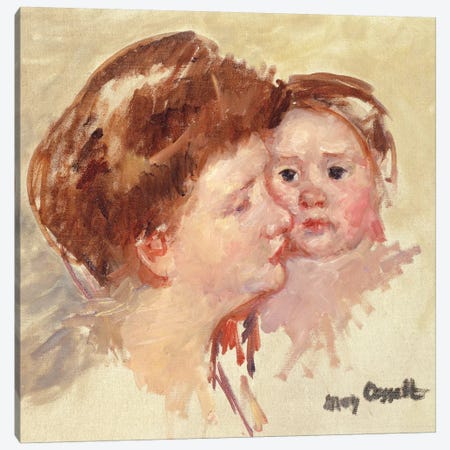 Mother In Profile With Baby Cheek To Cheek (No.2), c.1909 Canvas Print #BMN8068} by Mary Stevenson Cassatt Canvas Art
