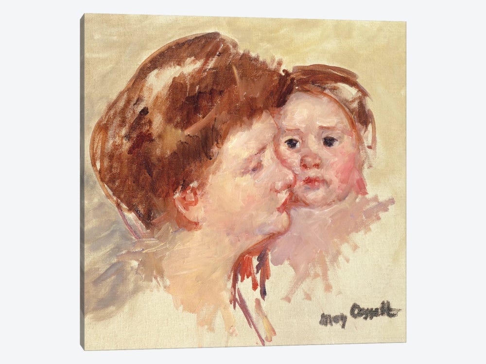 Mother In Profile With Baby Cheek To Cheek (No.2), c.1909 by Mary Stevenson Cassatt 1-piece Canvas Wall Art