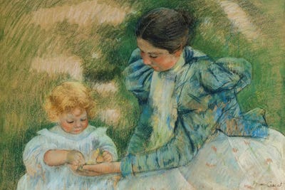 Mother Playing With Child, c.1897 by Mary Stevenson Cassatt framed canvas print