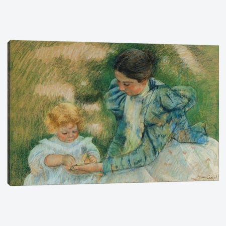 Mother Playing With Child, c.1897 Canvas Print #BMN8069} by Mary Stevenson Cassatt Canvas Artwork