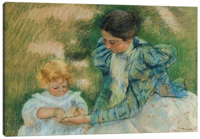 Mother Playing With Child, c.1897 Canvas Art Print - Mary Cassatt