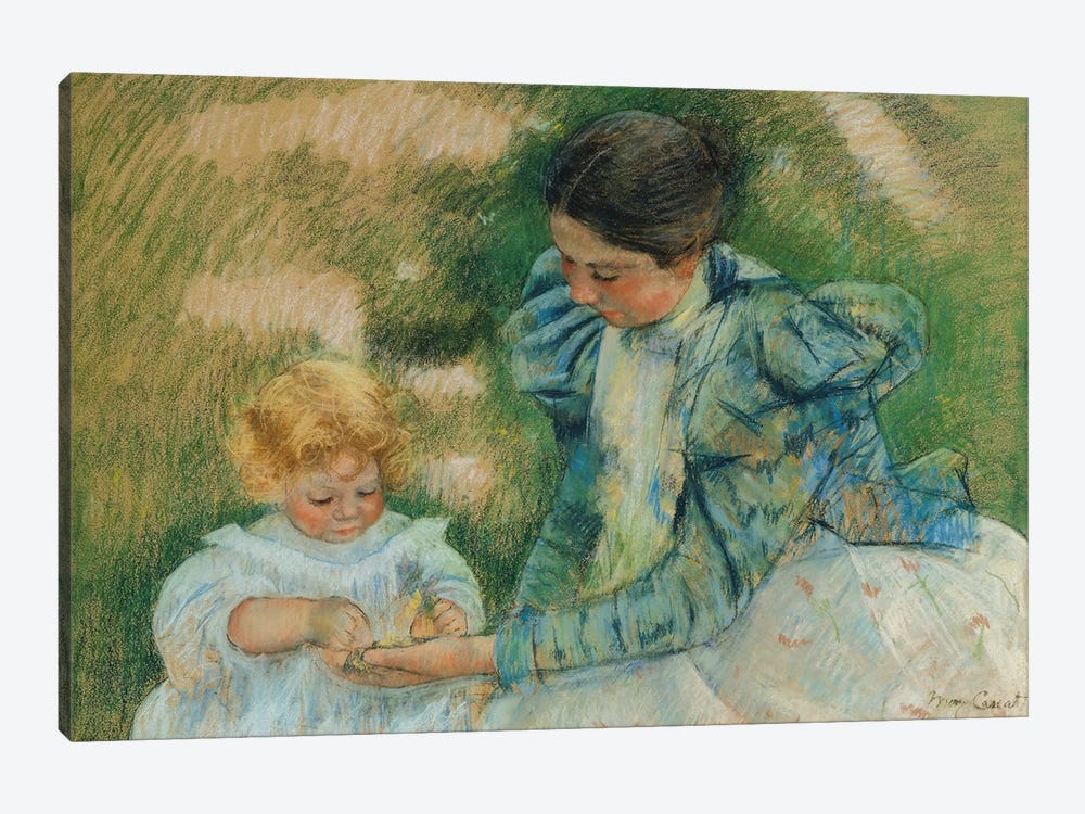 Mother Playing With Child, c.1897 by Mary Stevenson Cassatt 1-piece Canvas Art Print