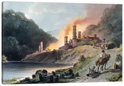 Iron Works, Coalbrookdale, engraved by William Pickett, c.1805  Canvas Art Print