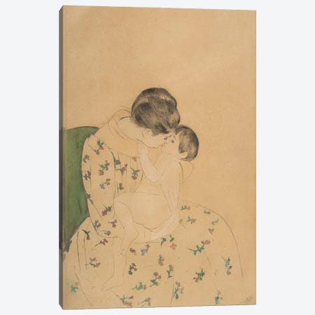 Mother's Kiss, c.1891 Canvas Print #BMN8071} by Mary Stevenson Cassatt Canvas Art Print