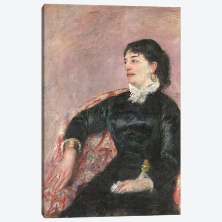 Portrait Of An Italian Lady Canvas Print #BMN8077} by Mary Stevenson Cassatt Canvas Wall Art