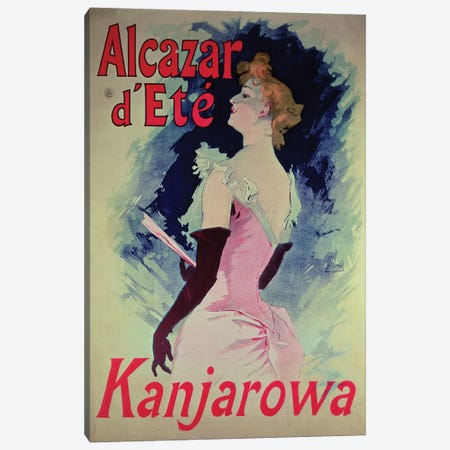 Alcazar d'Ete (Starring Kanjarowa) Advertisment Canvas Print #BMN808} by Jules Cheret Canvas Wall Art