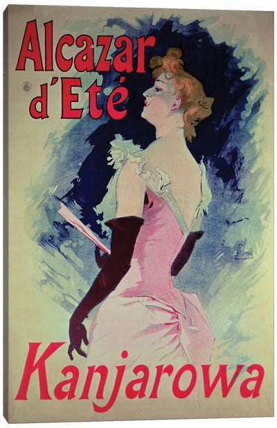 Alcazar d'Ete (Starring Kanjarowa) Advertisment Canvas Art Print - Jules Cheret