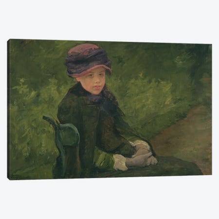 Susan Seated Outdoors Wearing A Purple Hat, c.1881 Canvas Print #BMN8091} by Mary Stevenson Cassatt Canvas Art Print