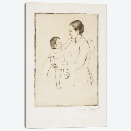The Caress, C. 1891 Canvas Print #BMN8094} by Mary Stevenson Cassatt Canvas Artwork