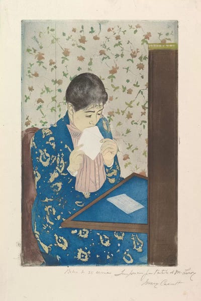 The Letter, 1890–91 by Mary Stevenson Cassatt framed canvas print