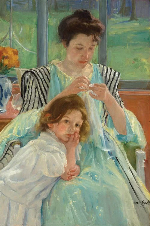 Young Mother Sewing, 1900