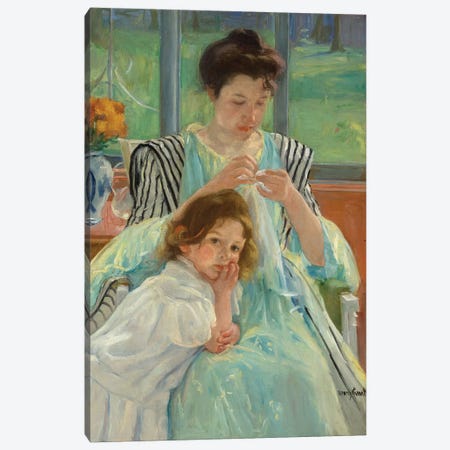 Young Mother Sewing, 1900 Canvas Print #BMN8108} by Mary Stevenson Cassatt Canvas Art Print