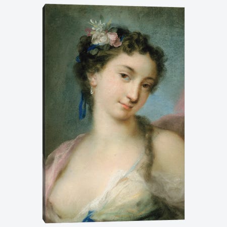 Portrait Of A Lady As Flora Canvas Print #BMN8123} by Rosalba Giovanna Carriera Canvas Art Print