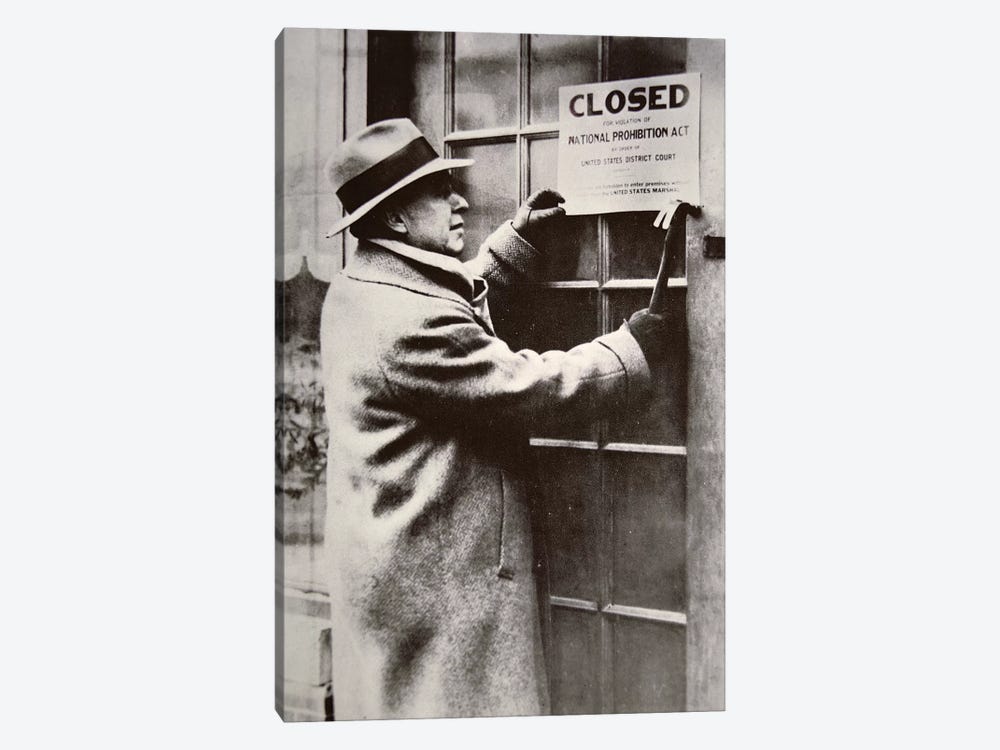 A US Federal Agent Closing A Saloon During Prohibition by American Photographer 1-piece Canvas Wall Art