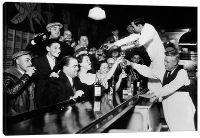 End Of The Prohibition Party Canvas Art Print - Black & White Photography