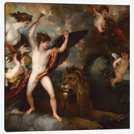 Omnia Vincit Amor, or The Power of Love in the Three Elements, 1809 Canvas Print #BMN8148} by Benjamin West Canvas Art Print