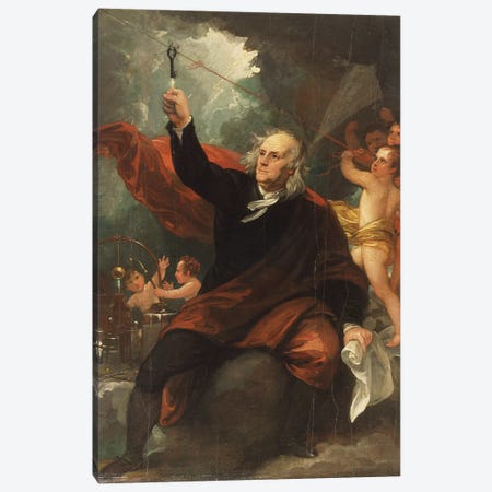 Sketch for 'Benjamin Franklin Drawing Electricity from the Sky', c.1816 Canvas Print #BMN8149} by Benjamin West Art Print
