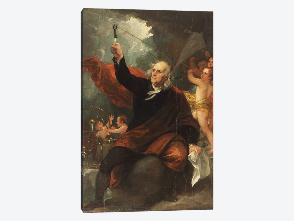 Sketch for 'Benjamin Franklin Drawing Electricity from the Sky', c.1816 by Benjamin West 1-piece Canvas Art