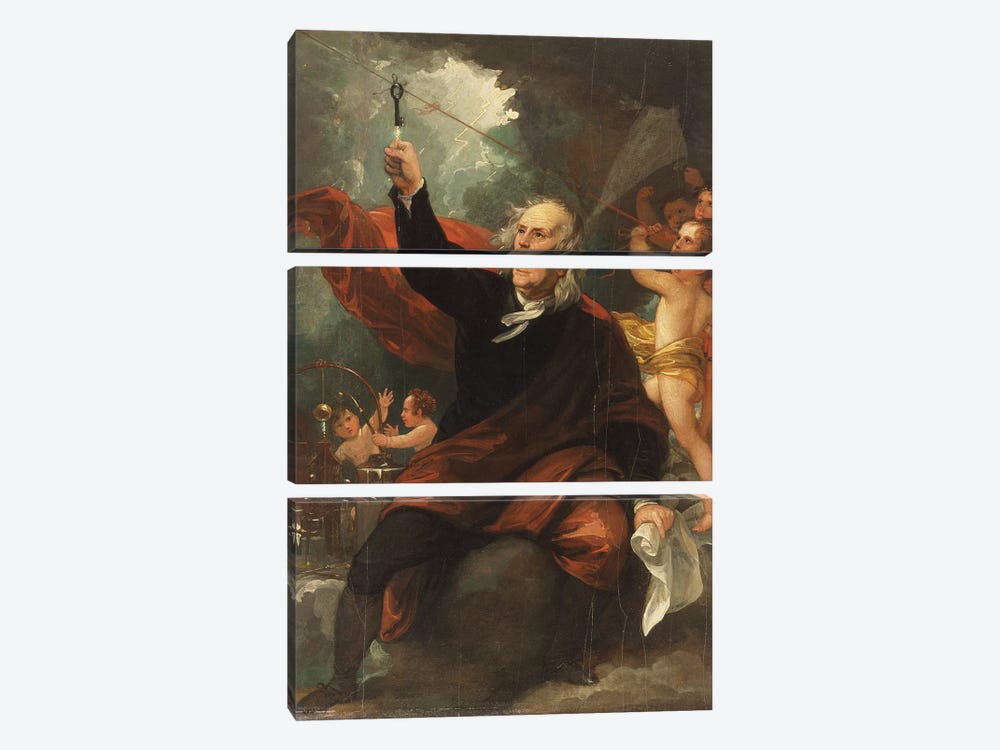 Sketch for 'Benjamin Franklin Drawing Electricity from the Sky', c.1816 by Benjamin West 3-piece Canvas Artwork