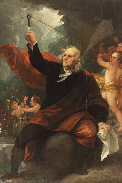 Lightning: Sketch for 'Benjamin Franklin Drawing Electricity from the Sky', c.1816 by Benjamin West