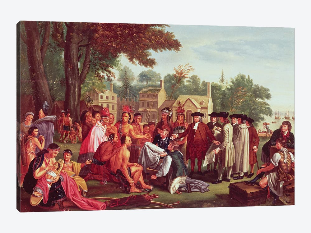 William Penn's treaty with the Indians, when he founded the province of Pennsylvania in North America, 1681 by Benjamin West 1-piece Canvas Art