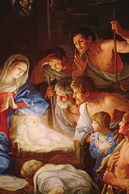 The Adoration of the Shepherds, detail of the group surrounding Jesus  by Guido Reni wall art