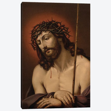 The Suffering Redeemer (colour litho) Canvas Print #BMN8198} by Guido Reni Canvas Wall Art