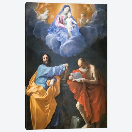 Virgin in Glory with Saints Thomas and Jerome  Canvas Print #BMN8199} by Guido Reni Canvas Art