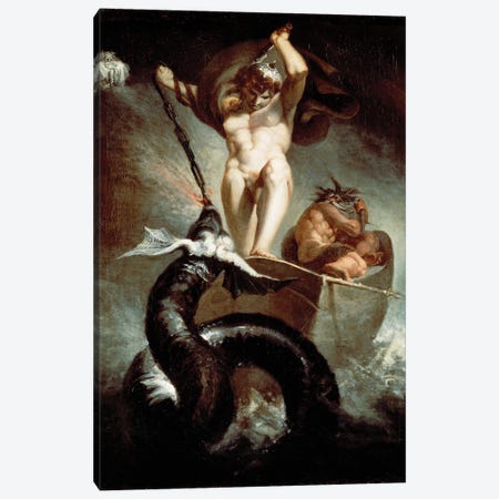 Thor Fighting Midgard Snake, 1788 Canvas Print #BMN8202} by Henry Fuseli Canvas Wall Art