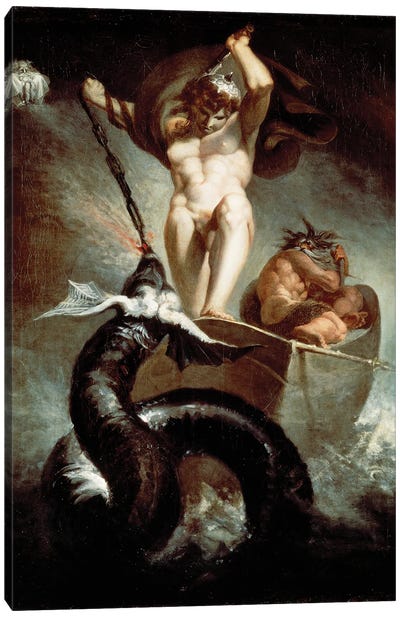 Thor Fighting Midgard Snake, 1788 Canvas Art Print