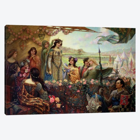 Lancelot and Guinevere Canvas Print #BMN8208} by Herbert James Draper Canvas Artwork