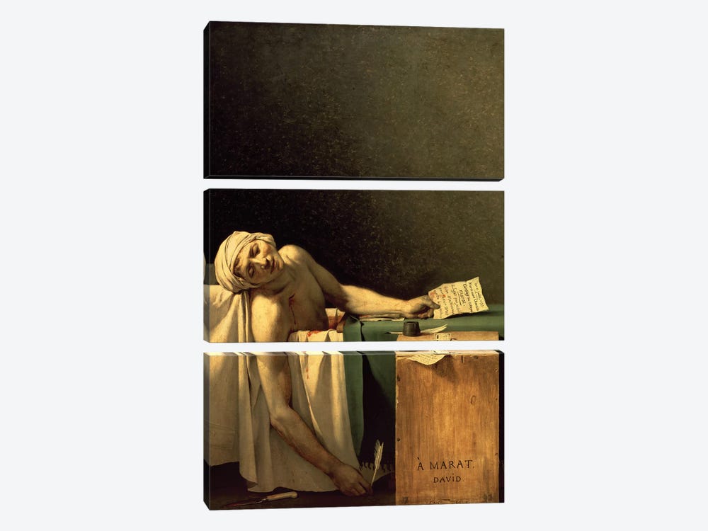 The Death of Marat, 1793  by Jacques-Louis David 3-piece Canvas Art Print