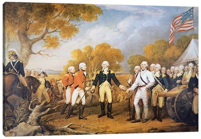 Surrender of General Burgoyne at Saratoga, New York, 17 October 1777 Canvas Art Print