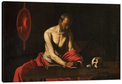 Saint Jerome, 1607  Canvas Art Print - Michelangelo Merisi da Caravaggio