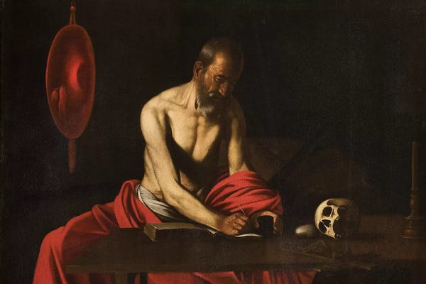 Michelangelo Merisi da Caravaggio: Saint Jerome, 1607  by Michelangelo Merisi da Caravaggio