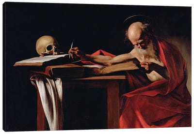St Jerome Writing, c.1605  Canvas Art Print - Chiaroscuro