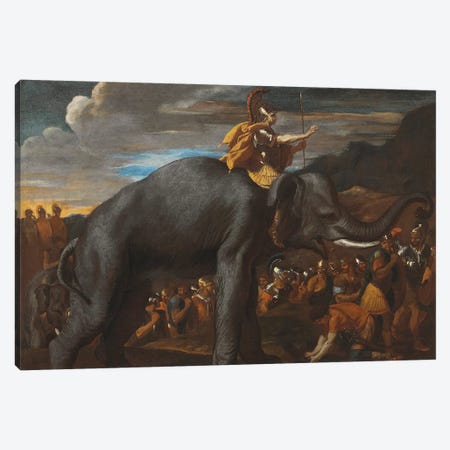 Hannibal Crossing the Alps on an Elephant  Canvas Print #BMN8232} by Nicolas Poussin Canvas Print