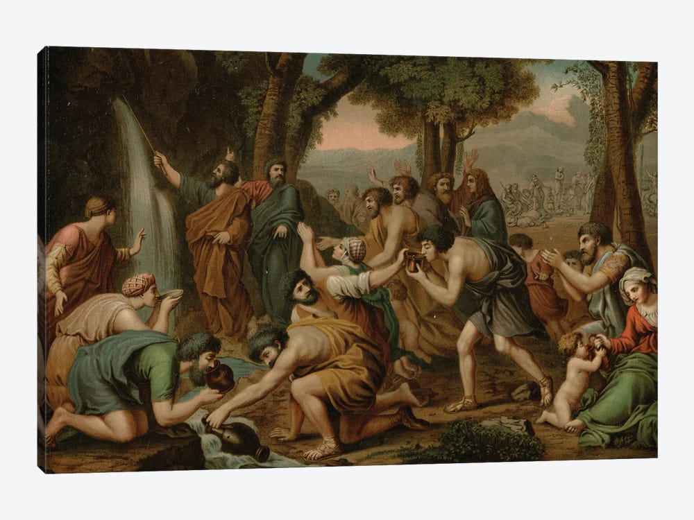 Moses striking Water (colour litho) by Nicolas Poussin 1-piece Canvas Art