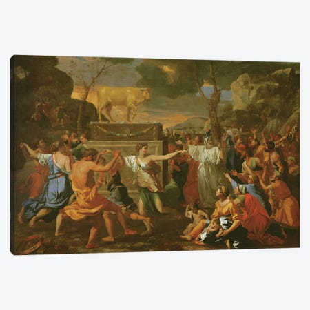 The Adoration of the Golden Calf, before 1634  Canvas Print #BMN8242} by Nicolas Poussin Canvas Wall Art