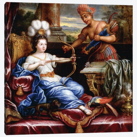 An Allegory of America Paying Homage to Europe,  Canvas Print #BMN8254} by Pierre Mignard Canvas Artwork