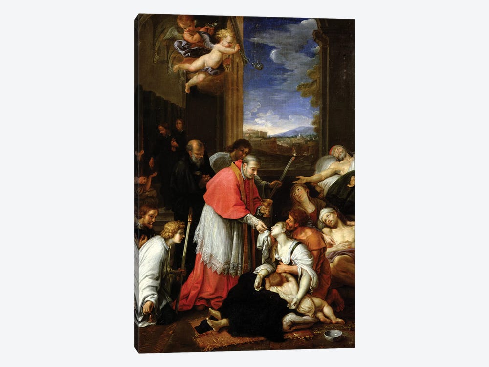 St. Charles Borromeo (1538-84) Administering the Sacrament to Plague Victims in Milan in 1576  by Pierre Mignard 1-piece Canvas Art Print
