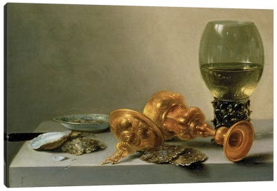 A Still Life with a Roemer and a Gilt Cup, c.1635 (painting) Canvas Art Print