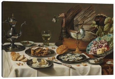 Still Life with a Turkey Pie, 1627  Canvas Art Print