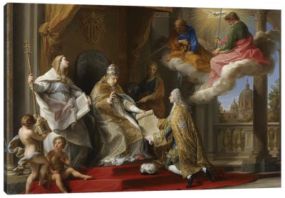 Pope Benedict XIV presenting the Encyclical 'Ex Omnibus' to the Comte de Stainville, later Duc de Choiseul, 1757  Canvas Art Print