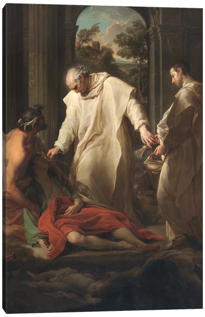 The Blessed Bernardo Tolomei Helping Plague Victims, 1745  Canvas Art Print