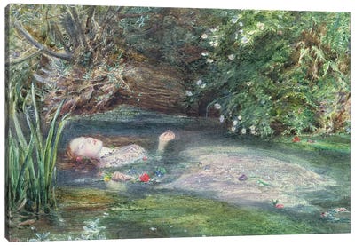 Ophelia Canvas Art Print - Pre-Raphaelite Art